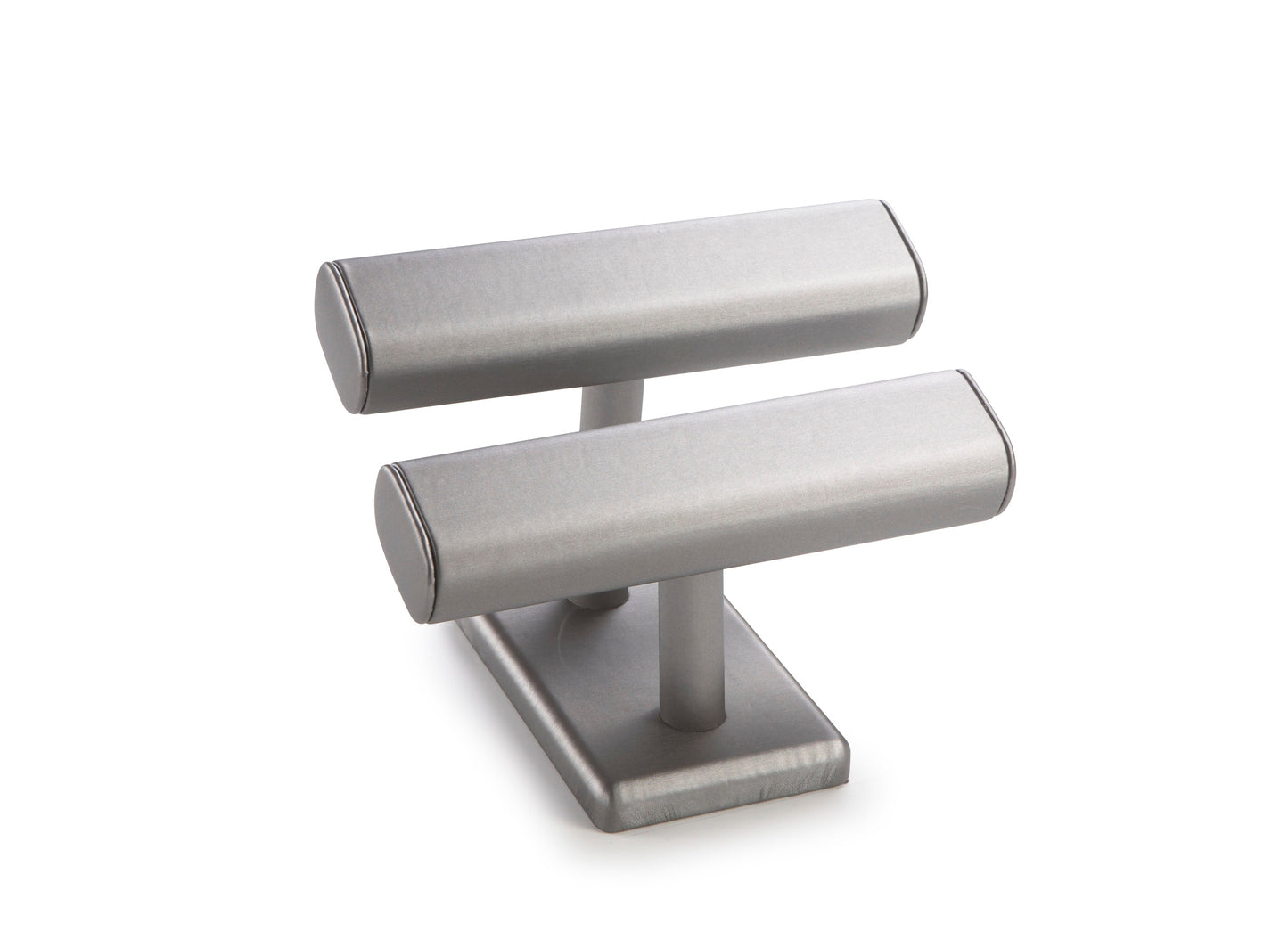 Silver Gray Leatherette Twin Watch T-Bar