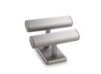 Silver Gray Leatherette Twin Watch T-Bar