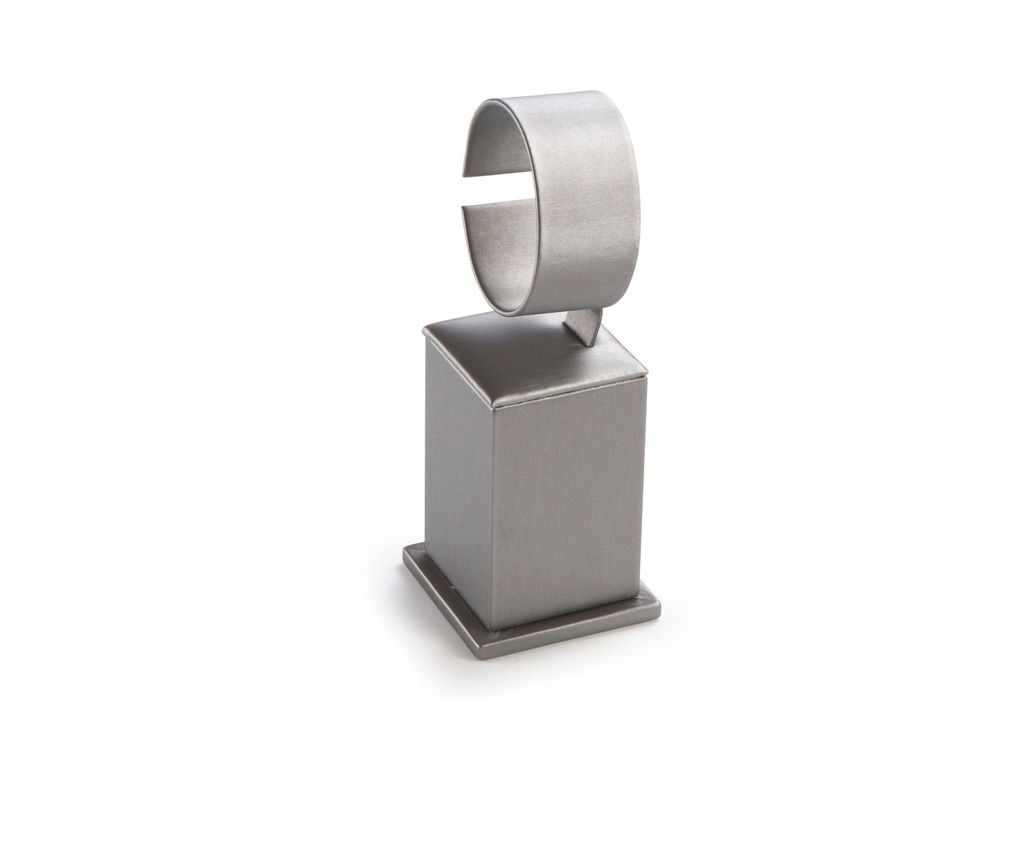 Silver Gray Leatherette Tall Watch Stand