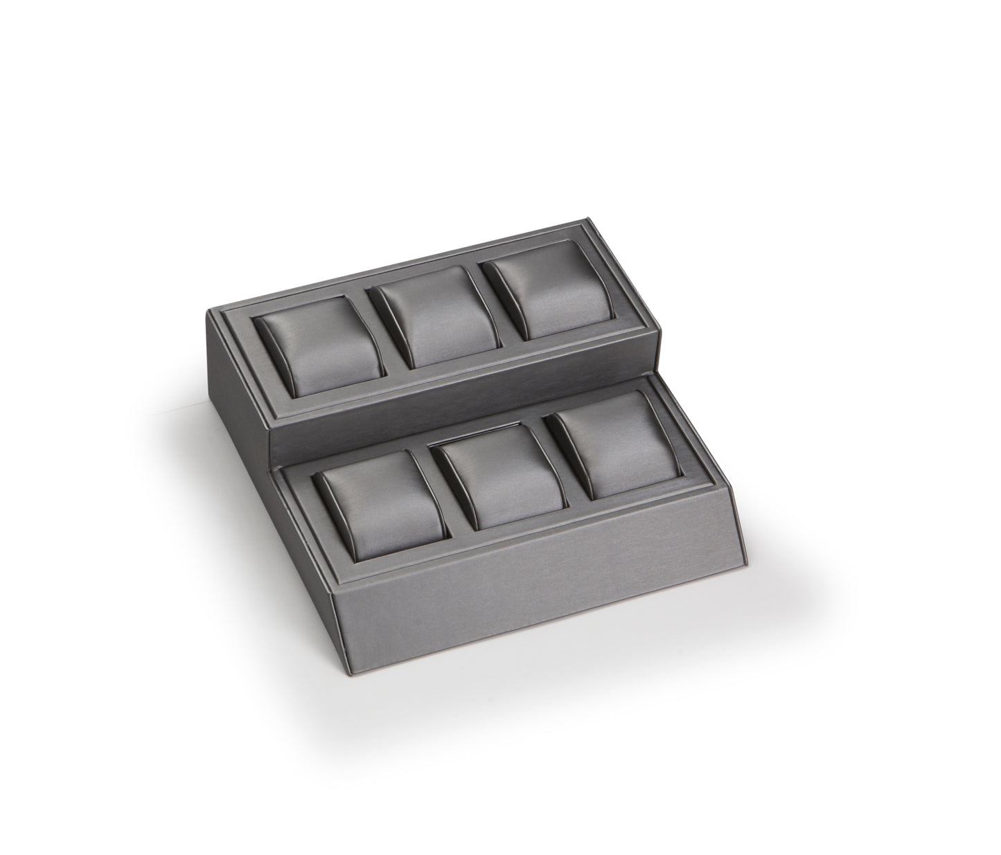 Silver Gray Leatherette 6 Watch Stand