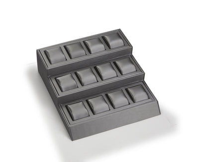 Silver Gray Leatherette 12 Watch Stand