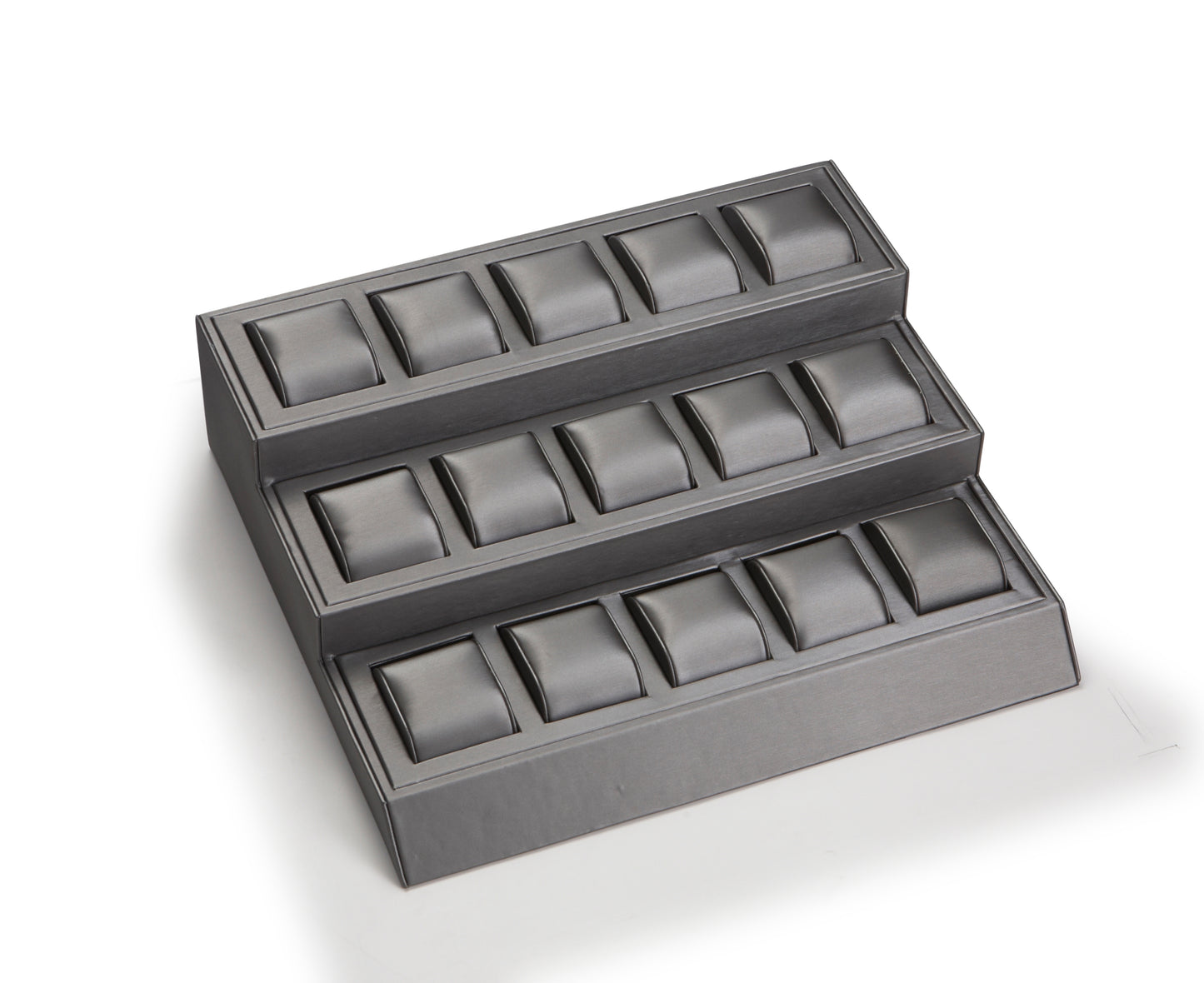 Silver Gray Leatherette 15 Watch Stand