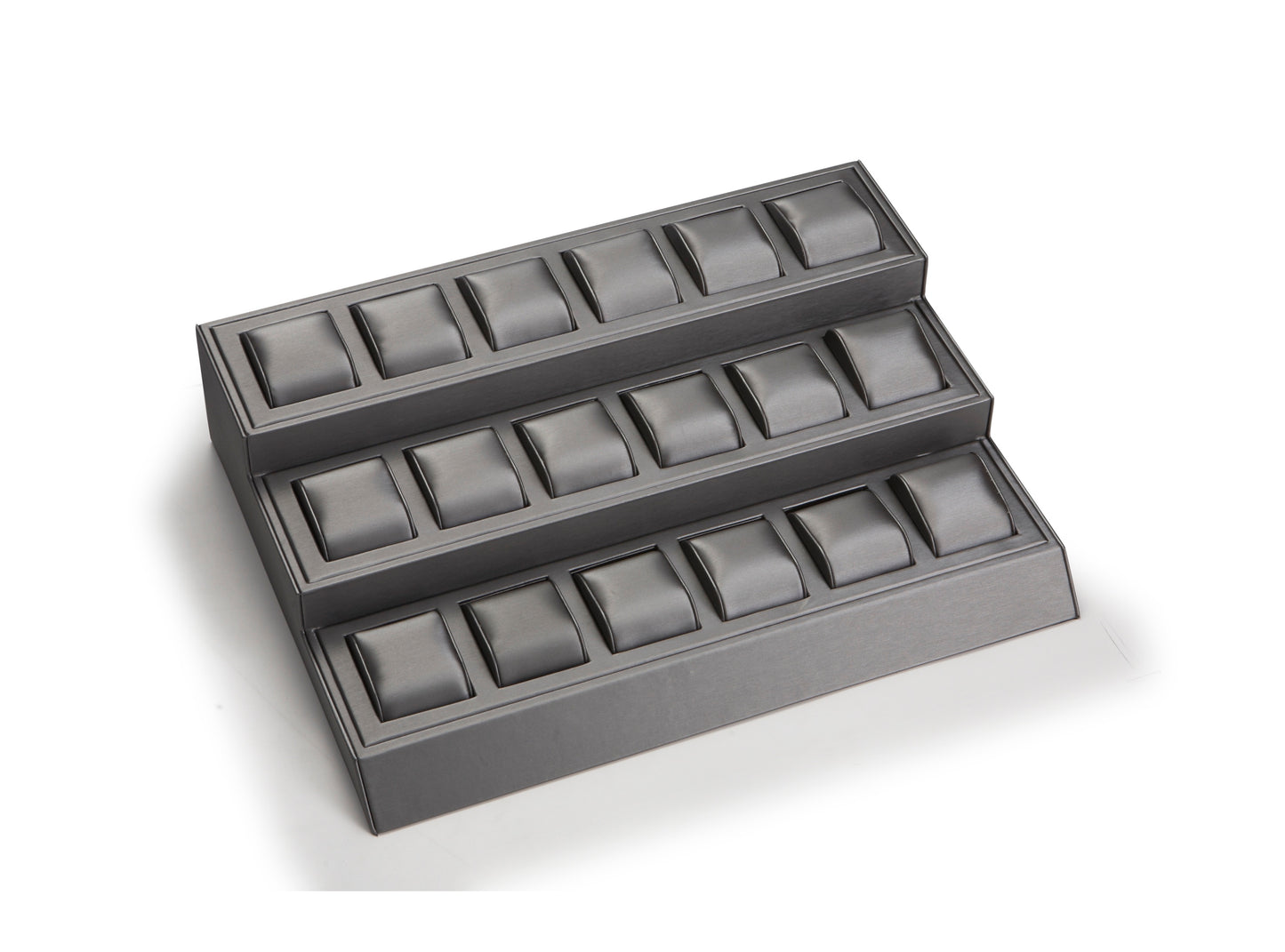 Silver Gray Leatherette 18 Watch Stand