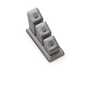 Silver Gray Leatherette 3 Clip Ring Stand