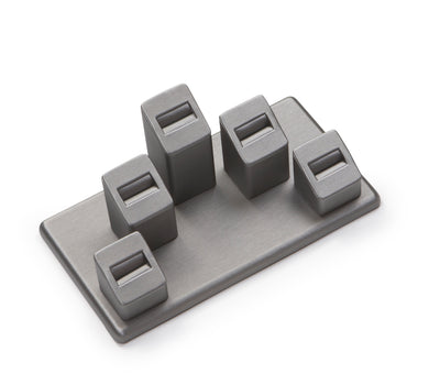 Silver Gray Leatherette 5 Ring Slot Stand