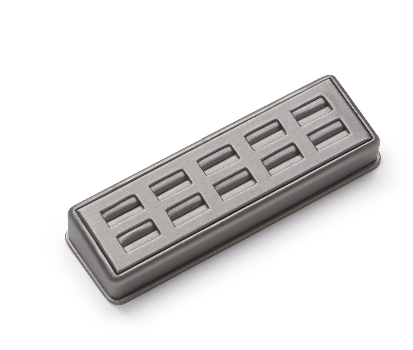 Silver Gray Leatherette 10 Ring Slot Stand