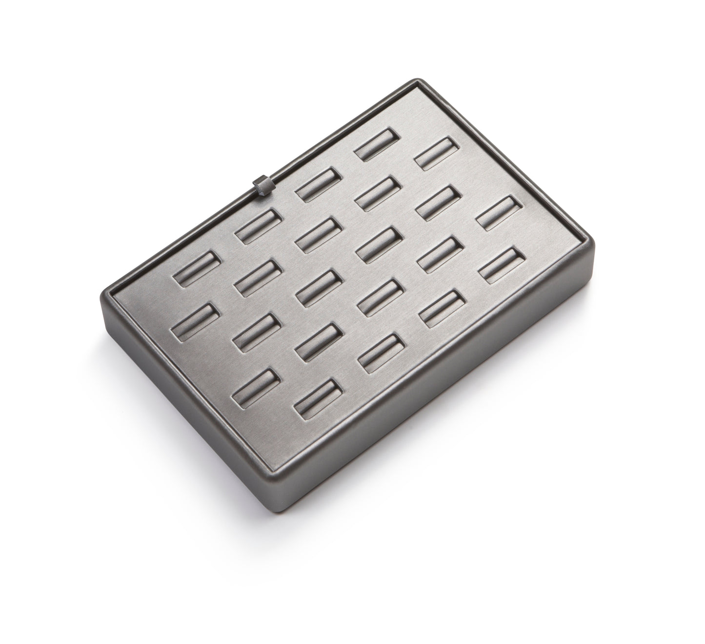 Silver Gray Leatherette 22 Slot Ring Tray