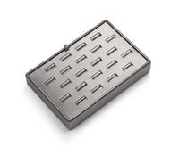 Silver Gray Leatherette 22 Slot Ring Tray