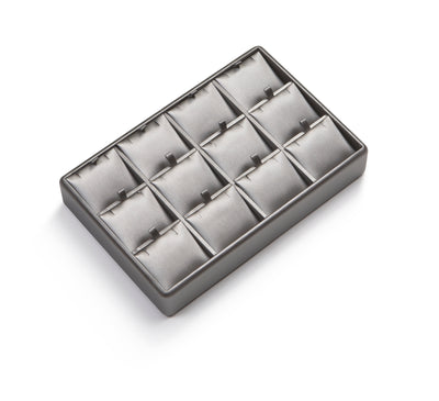 Silver Gray Leatherette 12 Pendant Tray