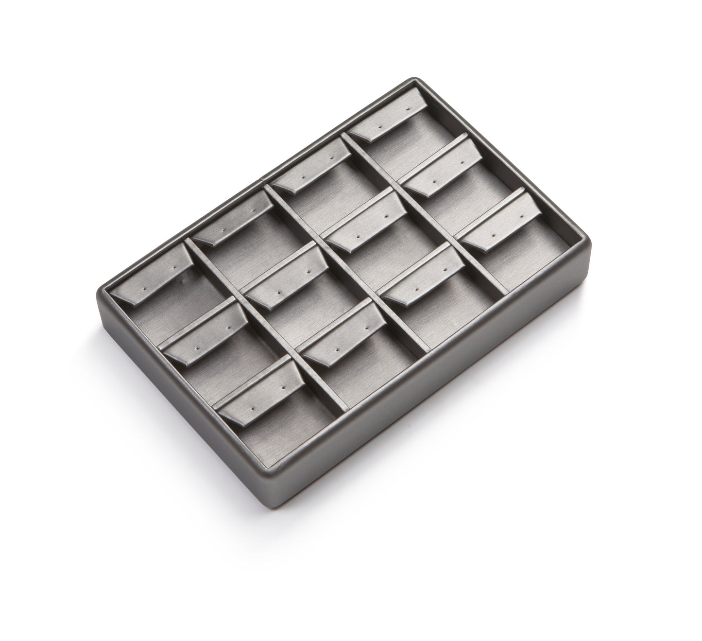 Silver Gray Leatherette 12 Earring Tray