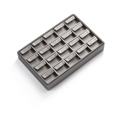 Silver Gray Leatherette 20 Earring Tray