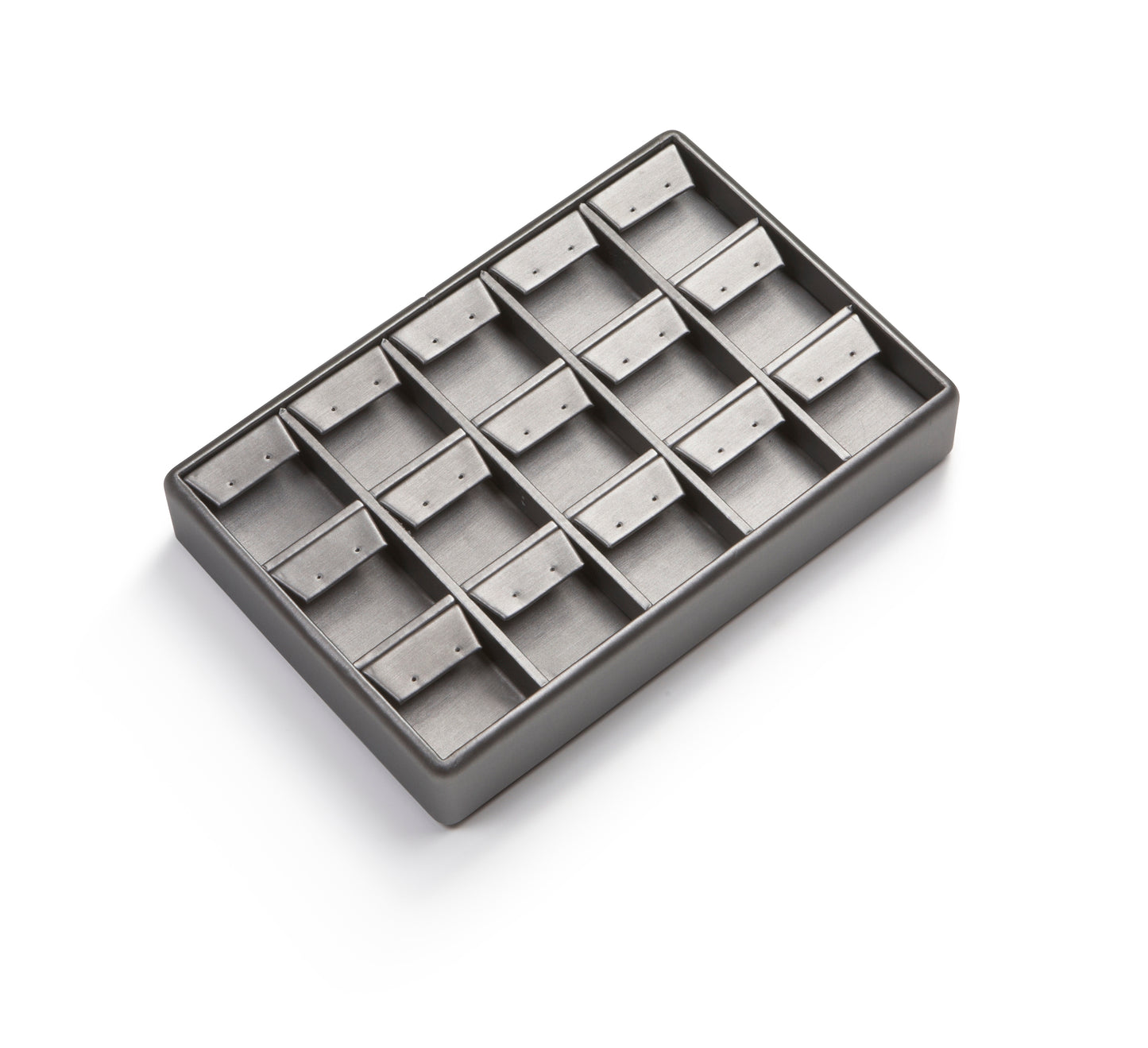 Silver Gray Leatherette 15 Earring Tray