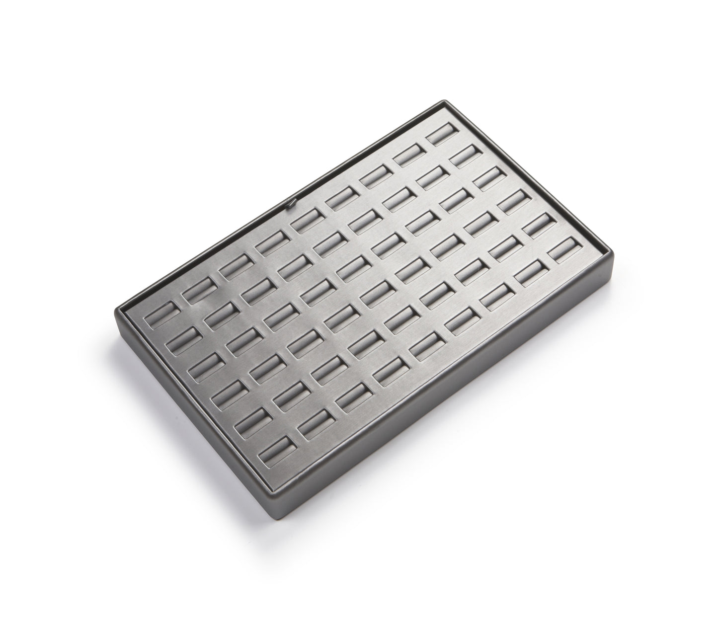 Silver Gray Leatherette 54 Ring Slot Tray