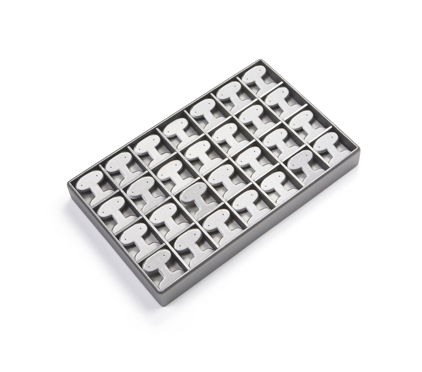 Silver Gray Leatherette 28 Earring Tree Tray