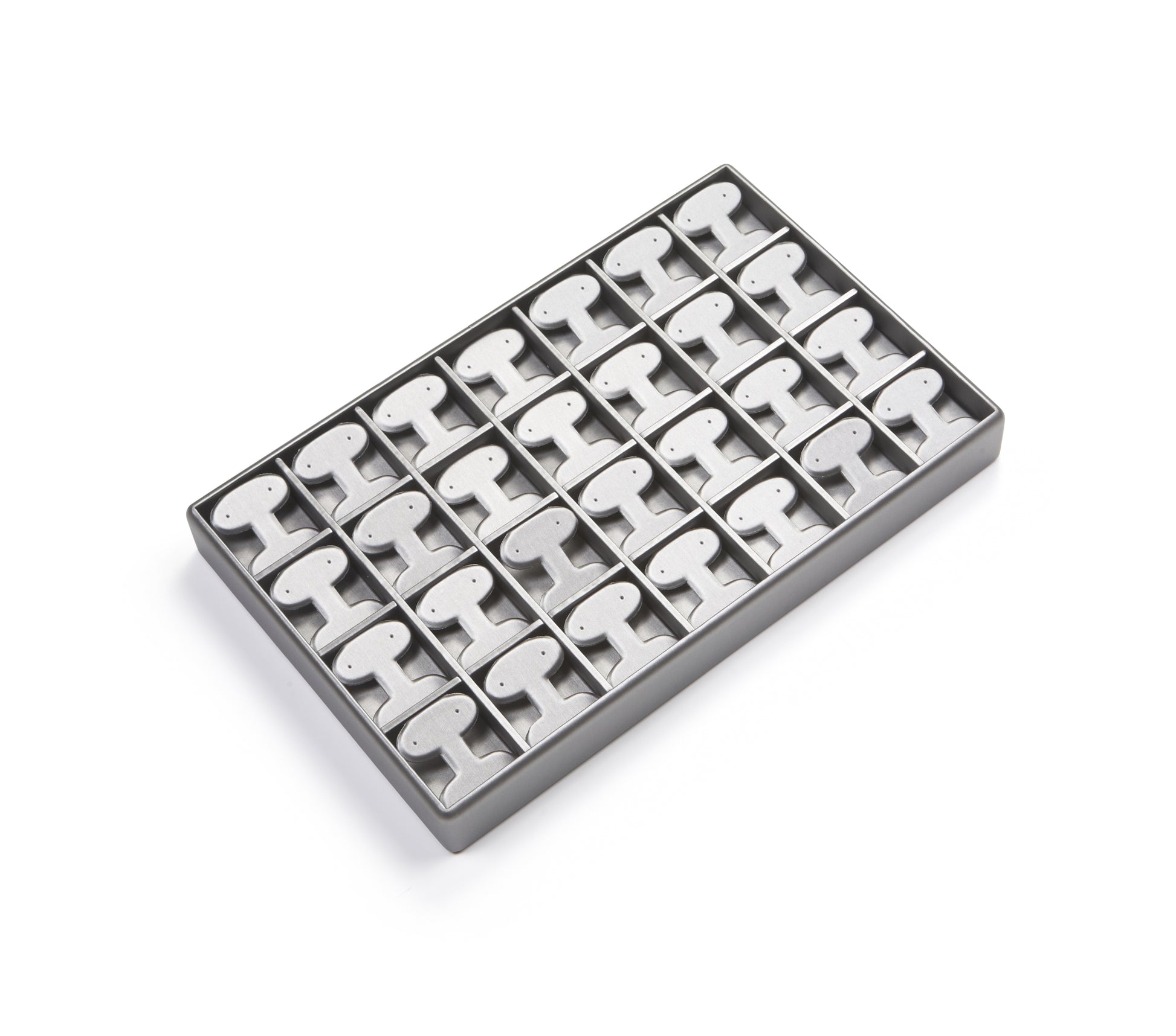 Silver Gray Leatherette 28 Earring Tree Tray