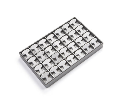 Silver Gray Leatherette 28 Earring Tree Tray