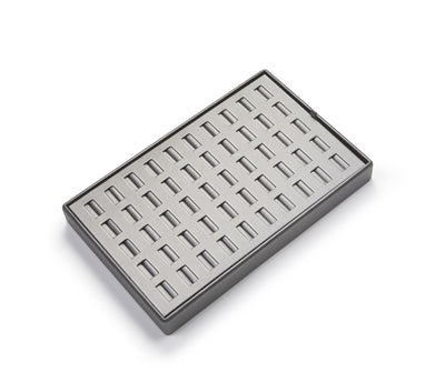 Silver Gray Leatherette 50 Slot Ring Tray