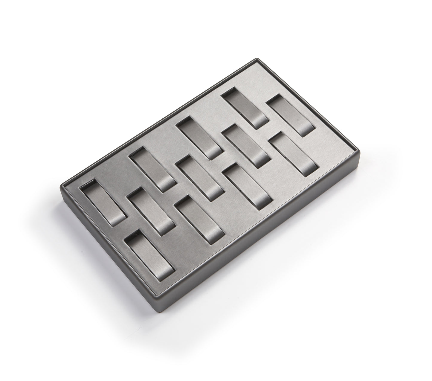 Silver Gray Leatherette 12 Watch Tray