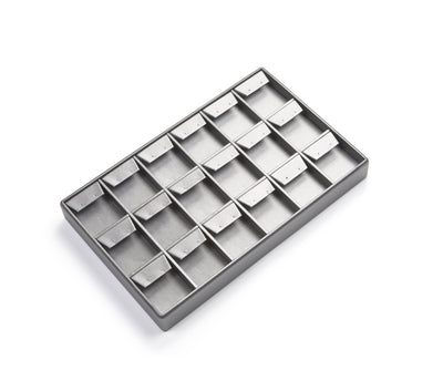 Silver Gray Leatherette 18 Earring Tray