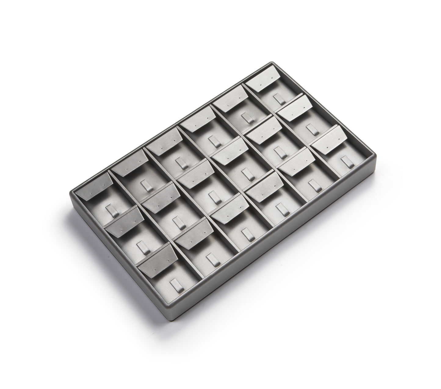 Silver Gray Leatherette 18 Clip Ring/Earring Tray