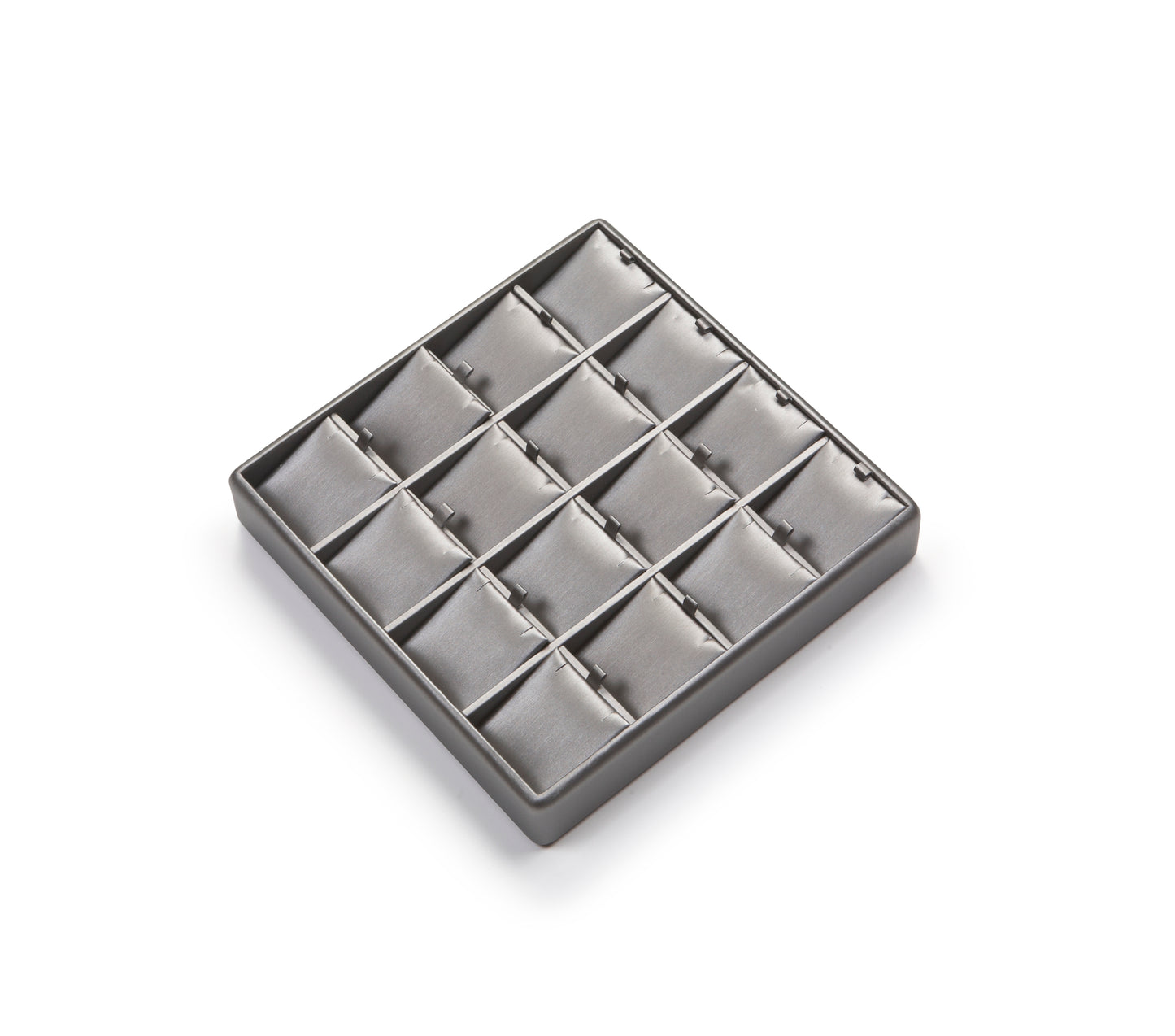 Silver Gray Leatherette 16 Earring Tray