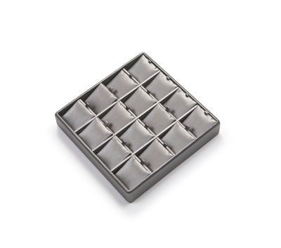 Silver Gray Leatherette 16 Earring Tray