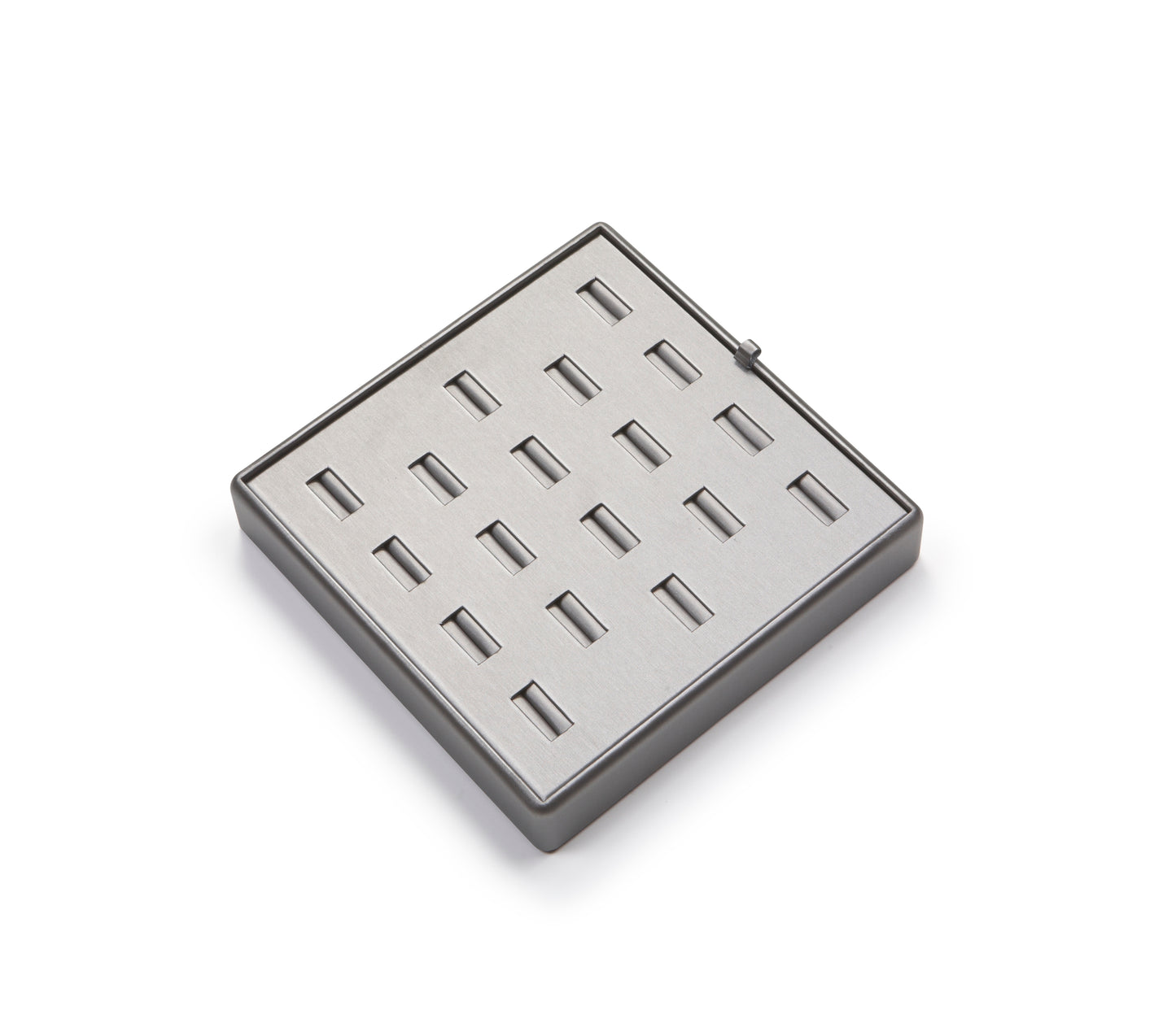 Silver Gray Leatherette 18 Slot Ring Tray