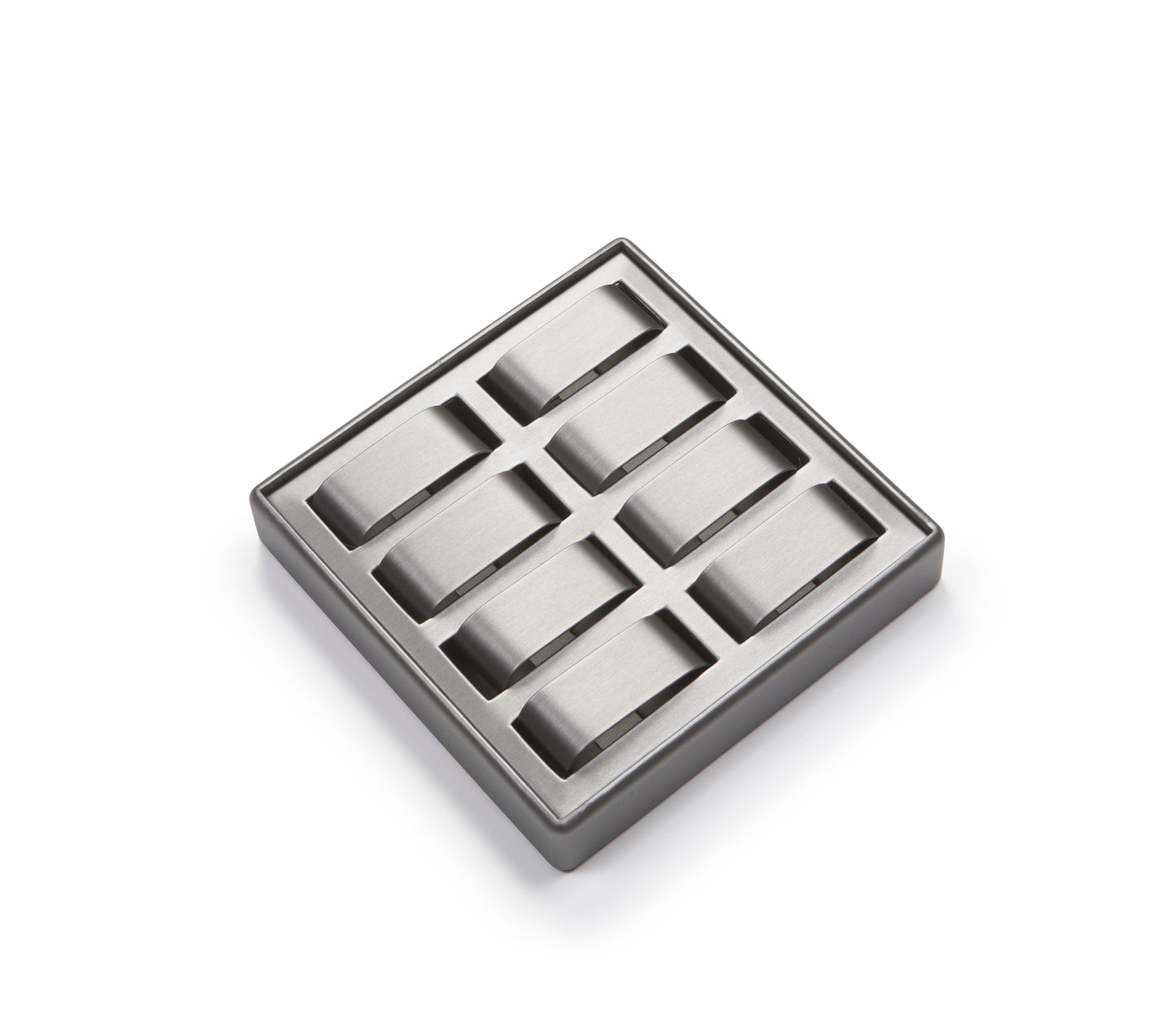 Silver Gray Leatherette 8 Watch Tray