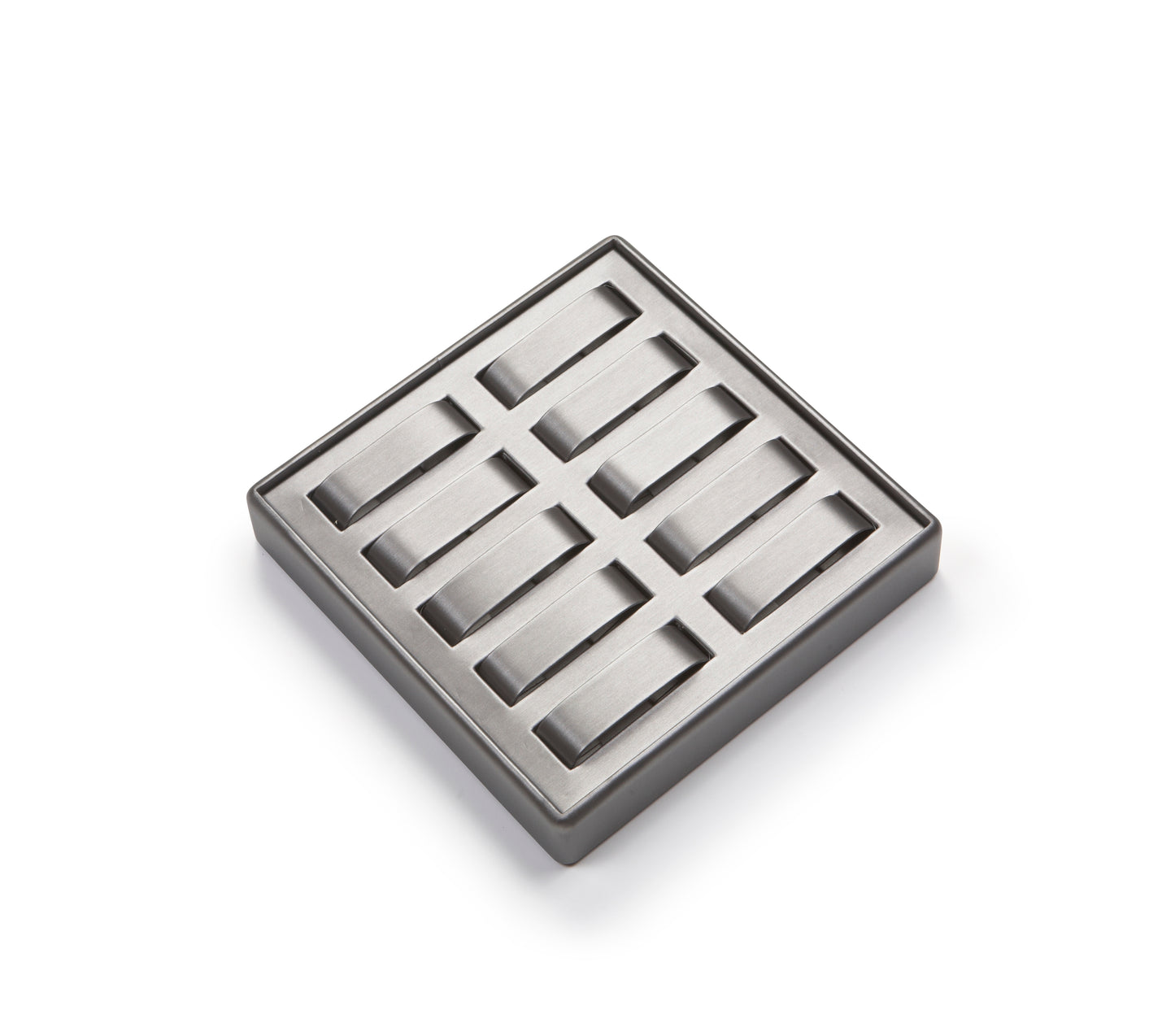 Silver Gray Leatherette 10 Watch Tray
