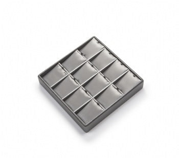 Silver Gray Leatherette 12 Pendant Tray