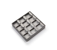 Silver Gray Leatherette 12 Earring Tray