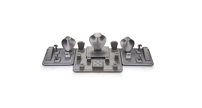 Silver Gray Leatherette Showcase Display Set