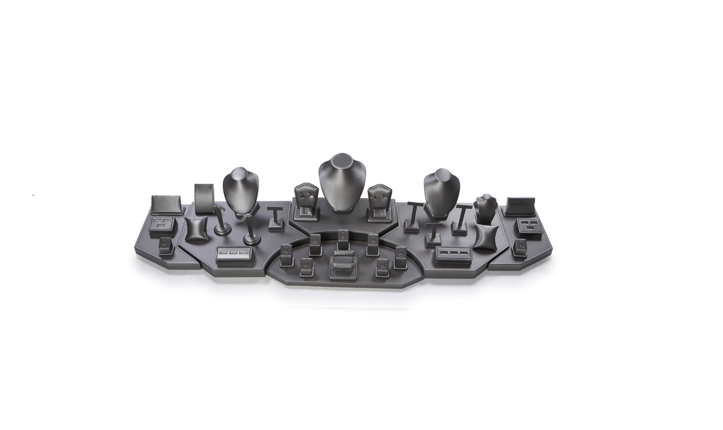 Silver Gray Leatherette 5' Showcase Display Set