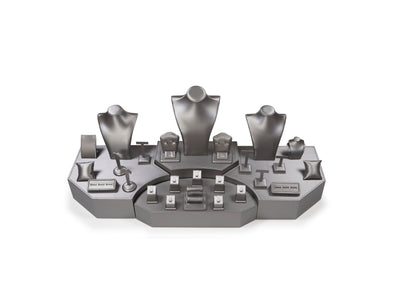 Silver Gray Leatherette Window Display Set