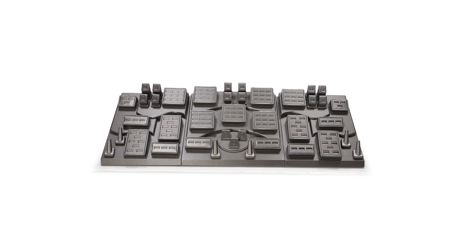 Silver Gray Leatherette Showcase Display Set