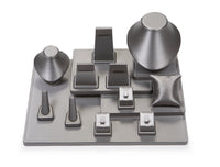 Silver Gray Leatherette Showcase Display Set