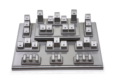 Silver Gray Leatherette Showcase Display Set