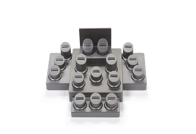 Silver Gray Leatherette Showcase Display Set