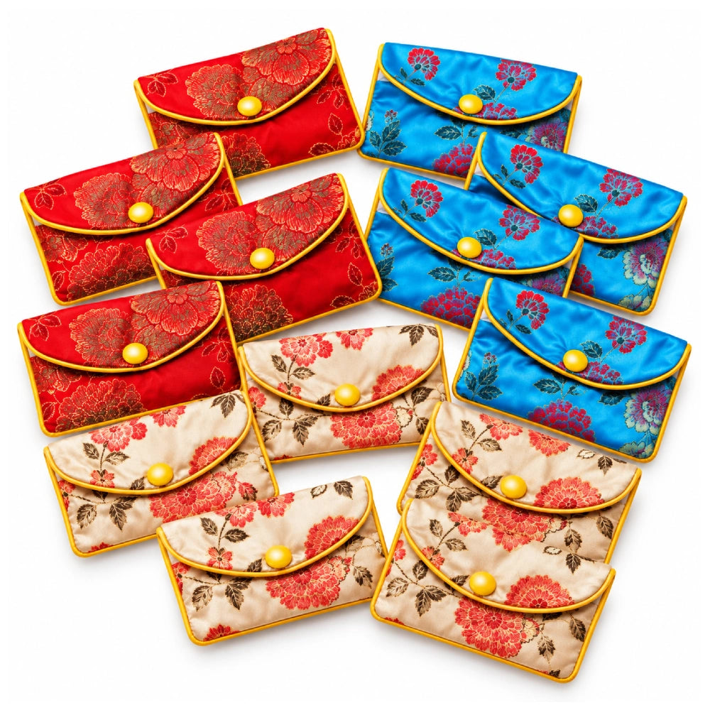 Assorted Chinese Zip Pouches 3½" x 3"