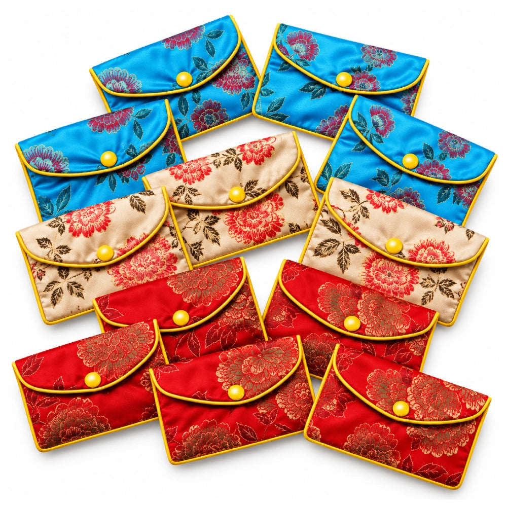 Assorted Chinese Zip Pouches 4½" x 4"