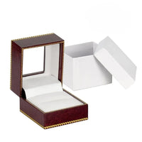 Burgundy Window Leatherette Ring Box