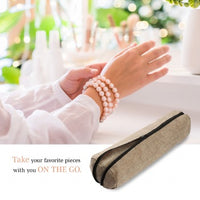 Novel Box Burlap Velvet Bangle Watch Bracelet Soft Cushioned Roll Display