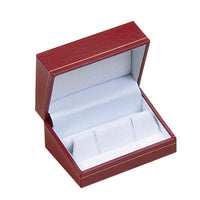 Red jewelry box with white interior on a white background