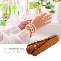 Novel Box Chestnut Faux Leather Velvet Bangle Watch Bracelet Soft Cushioned Roll Display