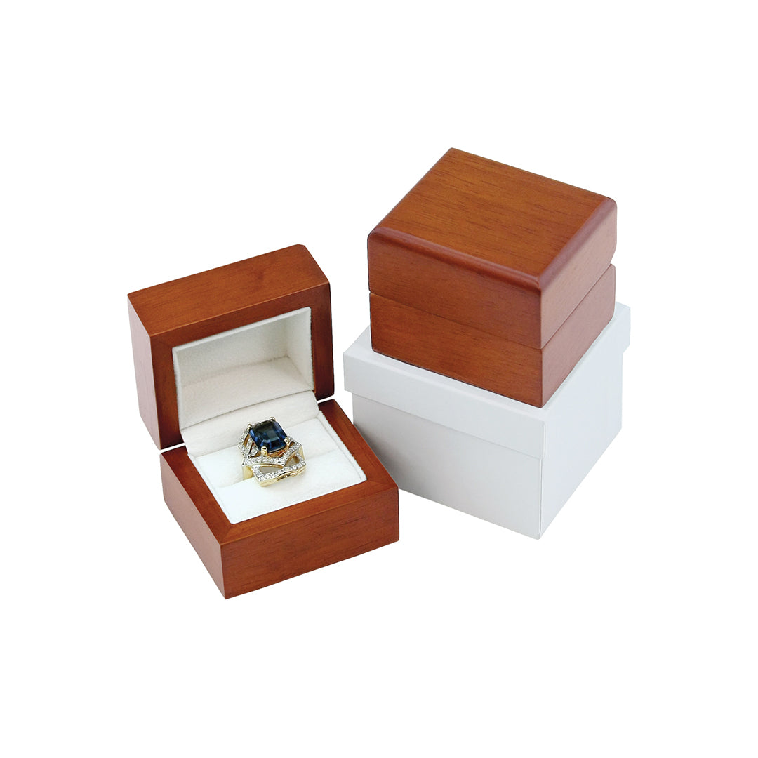 Classic Premium Brown Hardwood Ring Box