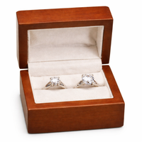 Classic Premium Brown Hardwood Double Ring Box