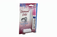 Blitz Diamond Brite cleaning kit with a pink brush and white cloth on a white background