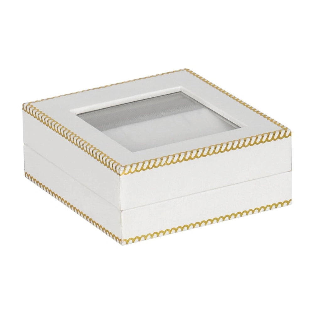 White Window Leatherette Earring and Pendant Box