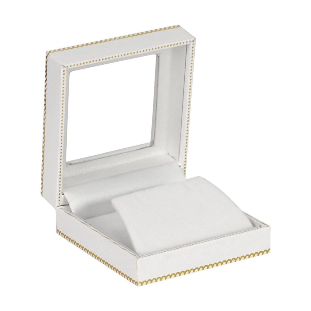 White Window Leatherette Earring and Pendant Box
