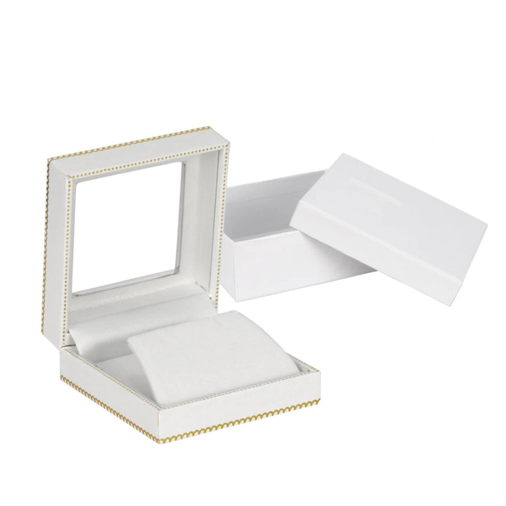 White Window Leatherette Earring and Pendant Box